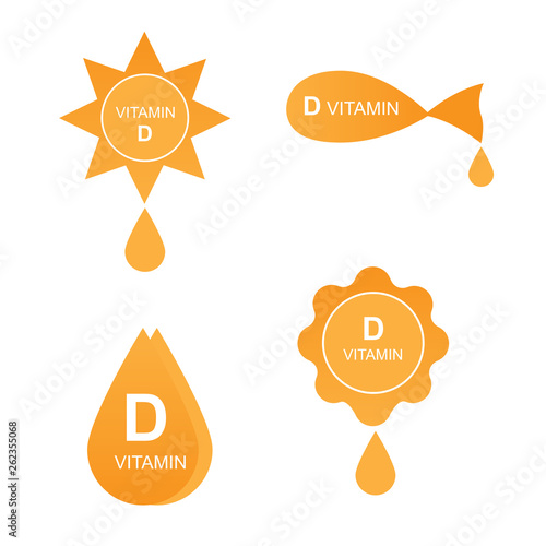 Vitamin D icons set. Vector Illustration isolated on white