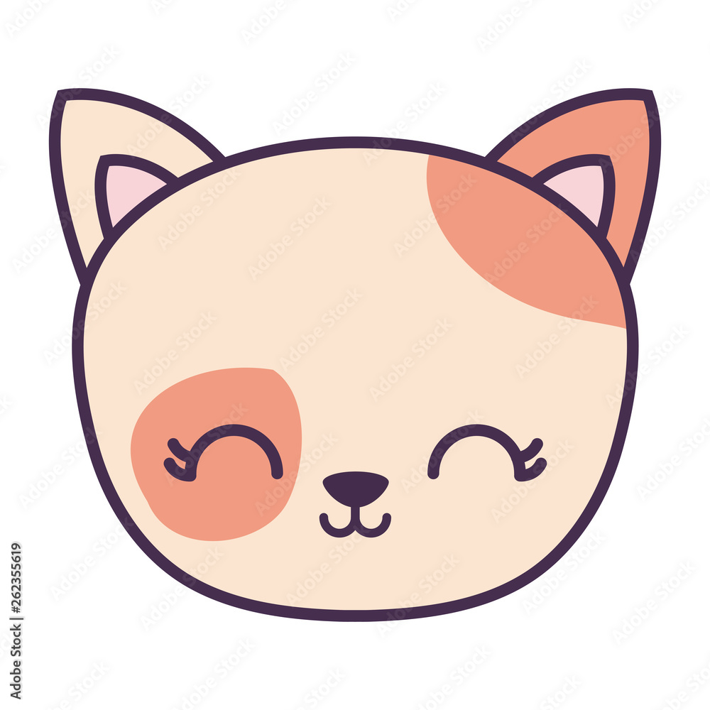 head of cute cat animal isolated icon head of cute cat animal isolated icon
