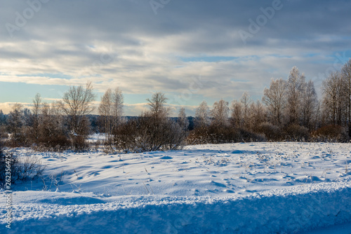 snow covered fields in winter countryside © Martins Vanags