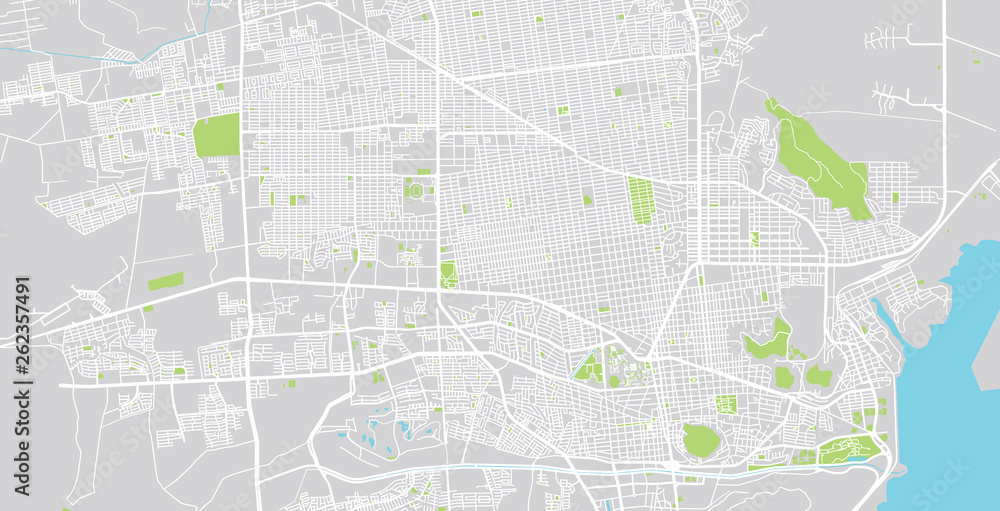 Urban vector city map of Hermosilla, Mexico