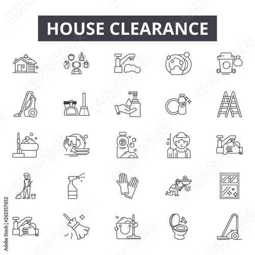 House clearance line icons, signs set, vector. House clearance outline concept illustration: clearance,house,outcollection