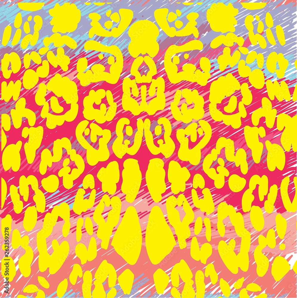 Obraz premium Seamless pattern with leopard spots. Animal print, predatory. Bright colors, colorful. Pink Leopard.
