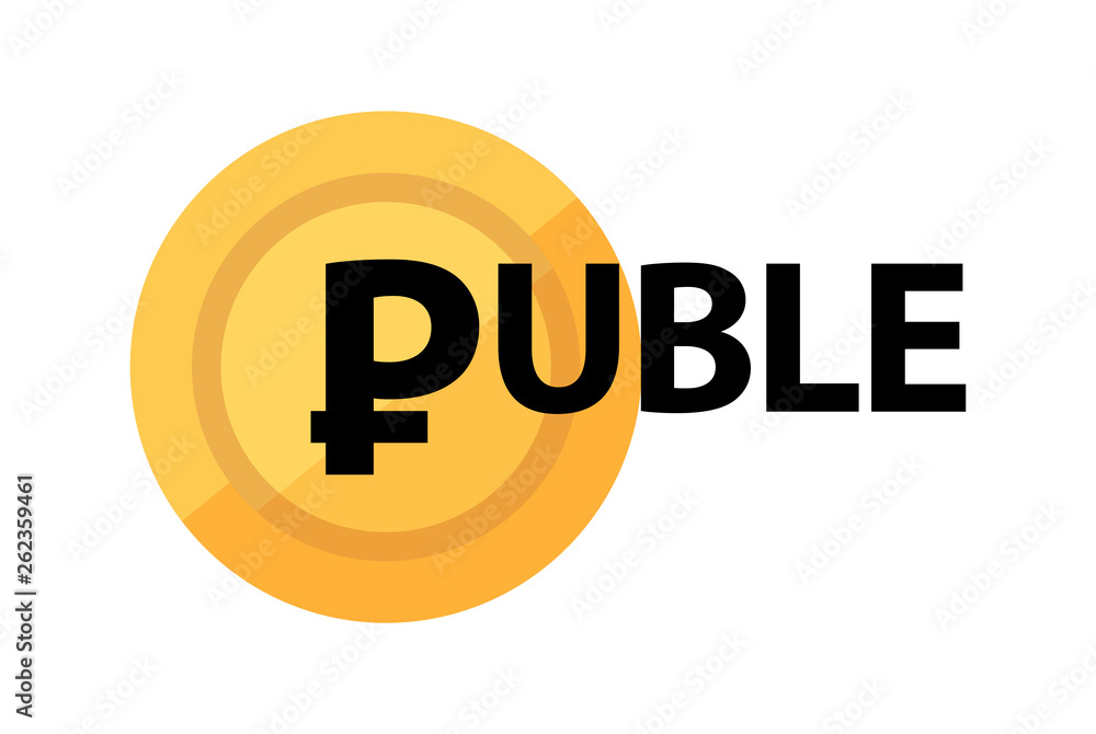 Rouble and golden coin with symbol of russian currency. Caption isolated on white background. Rouble and golden coin with symbol of russian currency. Caption isolated on white background.