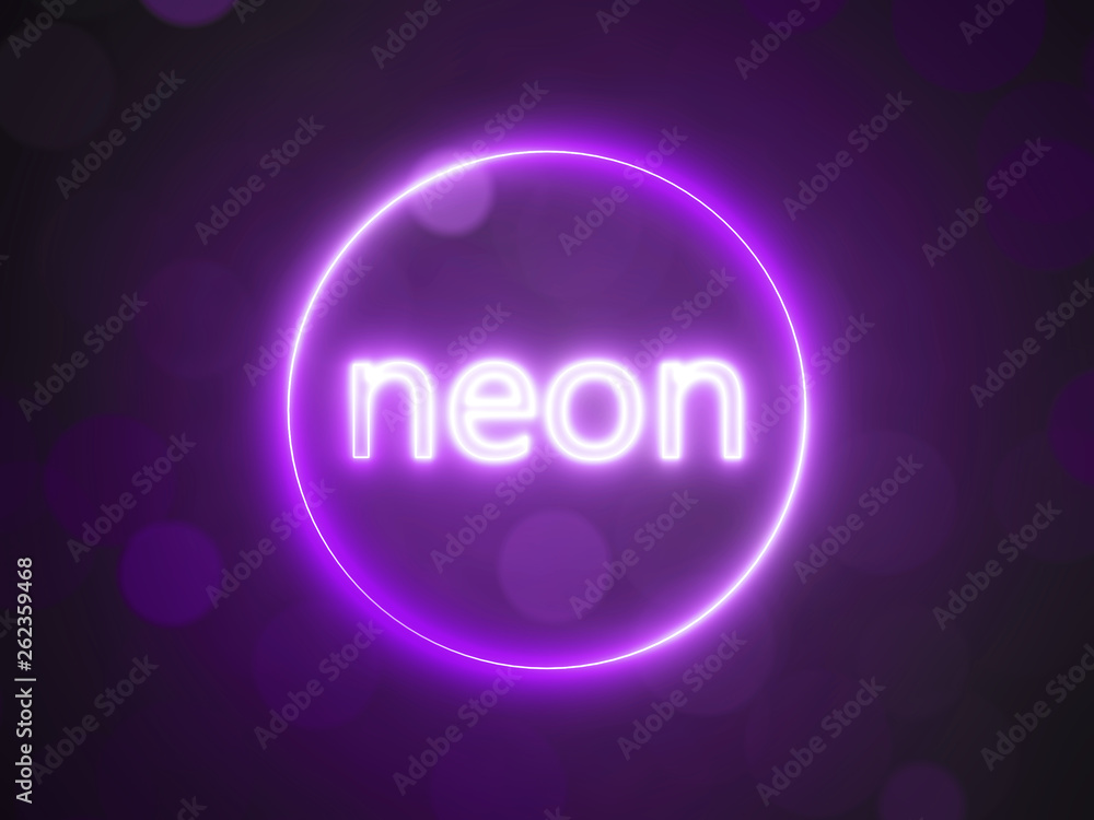glowing neon circle with blurred bokeh background. 3d illustration glowing neon circle with blurred bokeh background. 3d illustration