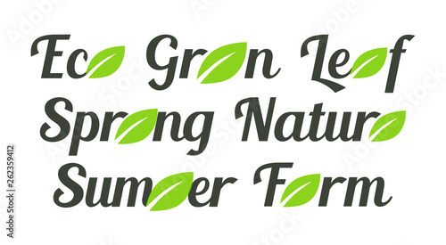 Labels with green leafs, Ec...