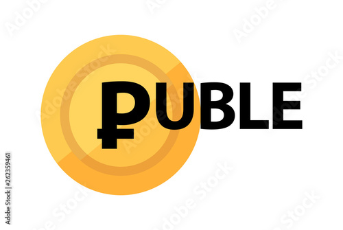 Rouble and golden coin with...