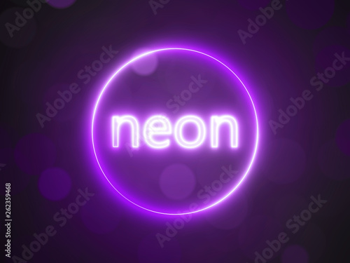 glowing neon circle with blurred bokeh background. 3d illustration