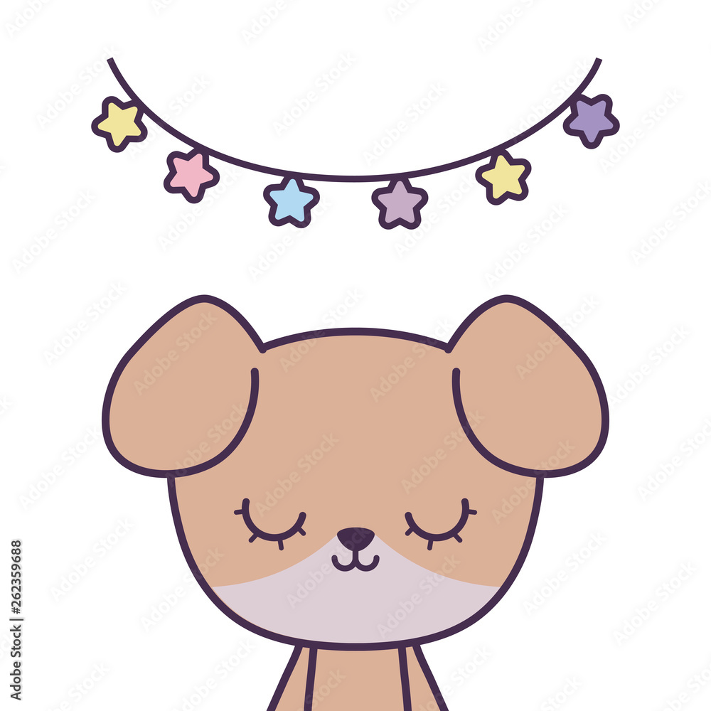 cute dog animal with garlands hanging cute dog animal with garlands hanging