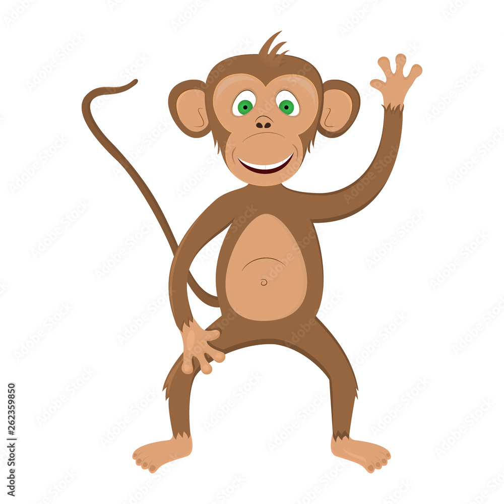 Illustration a brown funny monkey on a white background. Illustration a brown funny monkey on a white background.