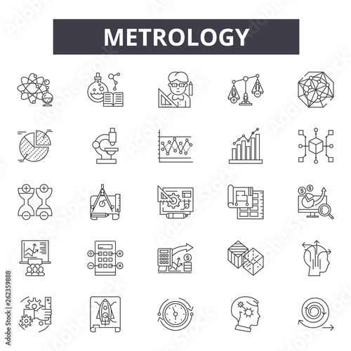 Obraz na płótnie Metrology line icons, signs set, vector. Metrology outline concept illustration: metrology,detechnology,equipment,meter w salonie