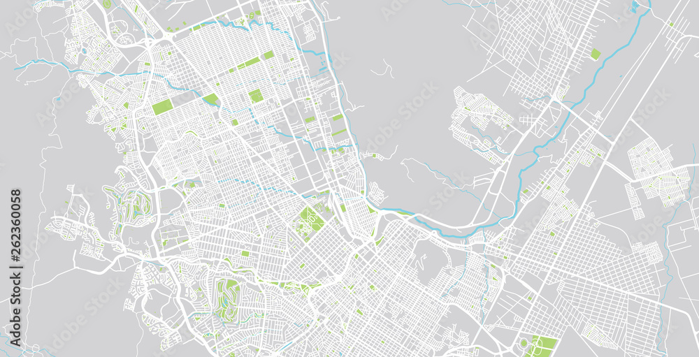 Urban vector city map of Chihuahua, Mexico