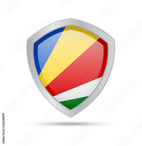 Free Download Shield with Seychelles flag on white background. - GFXLoad