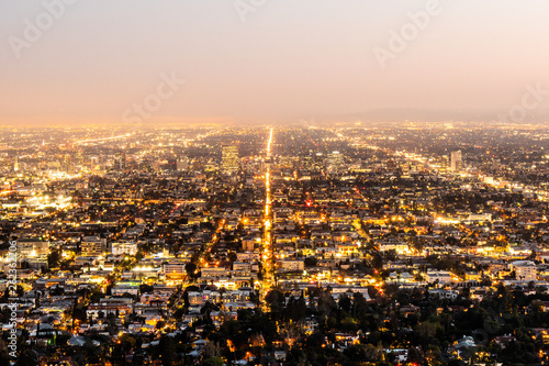 The citylights of Los Angeles by night - aerial view - travel photography