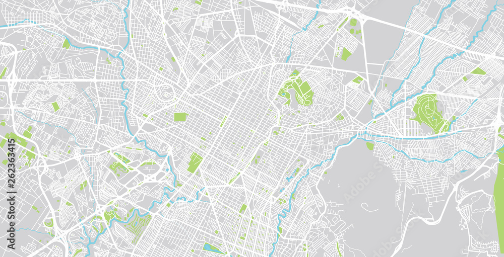 Fototapeta premium Mapa miasta wektor miejskich Puebla, Meksyk