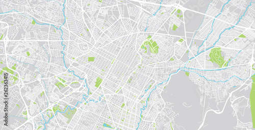 Urban vector city map of Puebla, Mexico