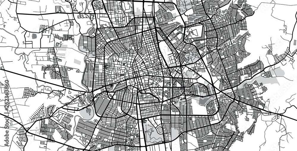 Fototapeta Urban vector city map of Aguascalientes, Mexico
