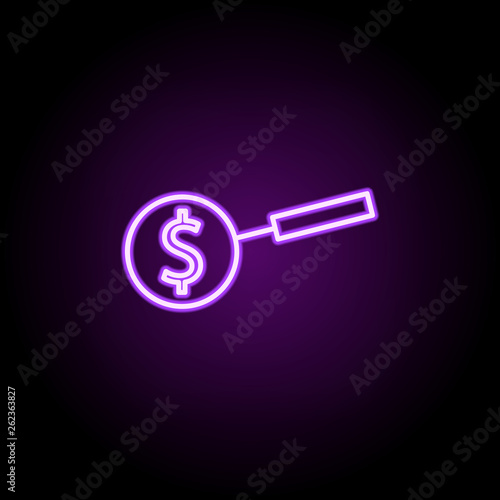 finding money neon icon. Elements of finance and chart set. Simple icon for websites, web design, mobile app, info graphics © Anar