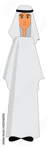 An Arab man wearing a kandura vector or color illustration