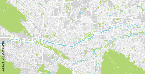 Urban vector city map of Monterrey, Mexico