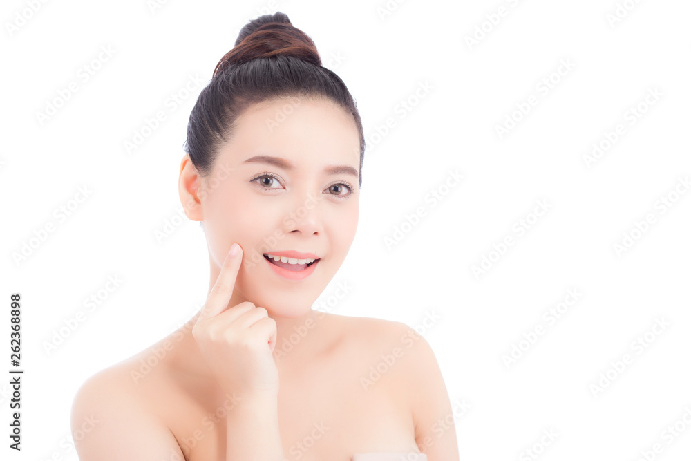 Portrait of beautiful woman asian makeup of cosmetic, girl hand touch cheek and smile attractive, face of beauty perfect with wellness isolated on white background with skin healthcare concept. Portrait of beautiful woman asian makeup of cosmetic, girl hand touch cheek and smile attractive, face of beauty perfect with wellness isolated on white background with skin healthcare concept.