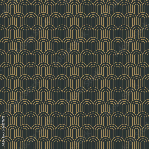 Art Deco Seamless Pattern - Repeating pattern design with art deco motif in anthracite and vintage gold