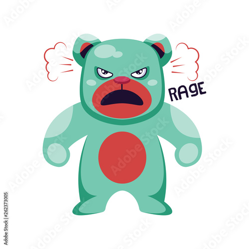 Raging light blue bear vector illustration on a white background