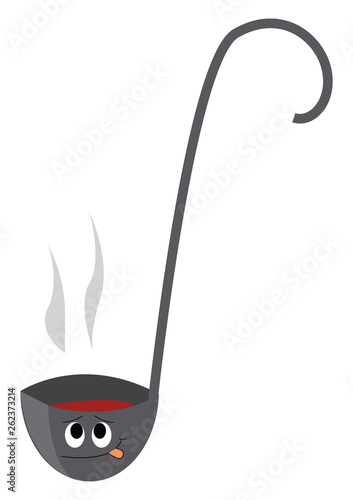 A large grey soup serving spoon vector or color illustration