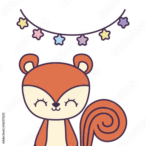 cute chipmunk with garlands hanging