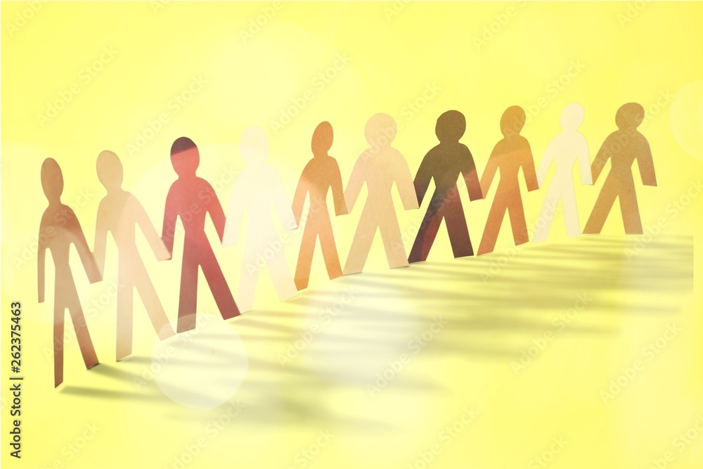 Circle of paper people on white background Circle of paper people on white background