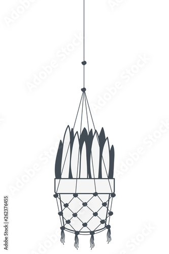houseplant on macrame hangers icon