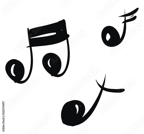 Black and white-colored musical notes vector or color illustration