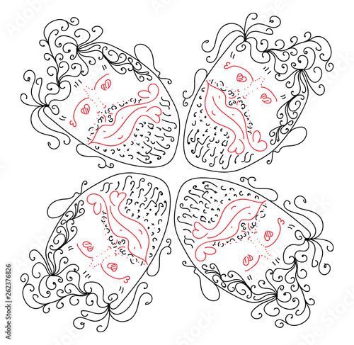 Person hearted hearty head pattern ornament for valentine day for a boyfriend packaging vector or color illustration