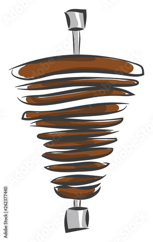 Brown-colored shawarma machine/Vertical broiler vector or color illustration