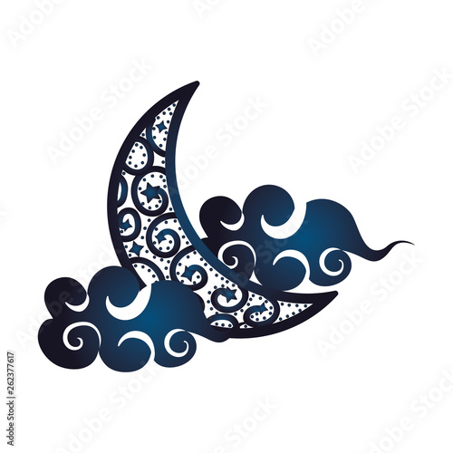 waning moon with clouds
