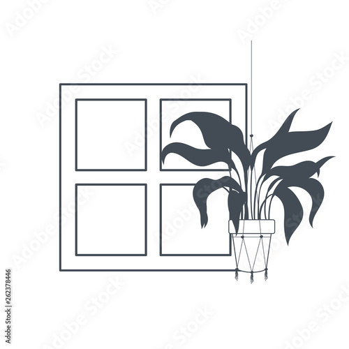 houseplant on macrame hangers icon