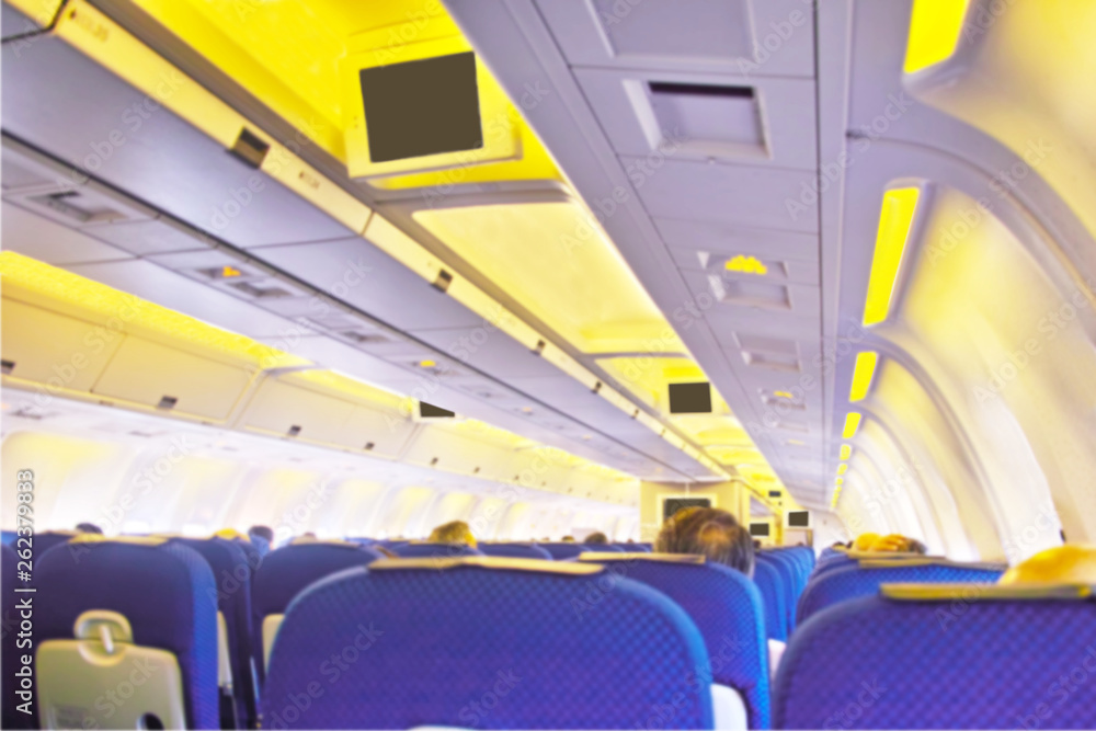 Fototapeta premium 離陸前の飛行機の機内の情景