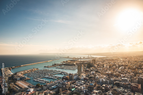 Alicante Santa Barbara castle with panoramic aerial view at the famous touristic city in Costa Blanca, Spain © Daniel Rodriguez