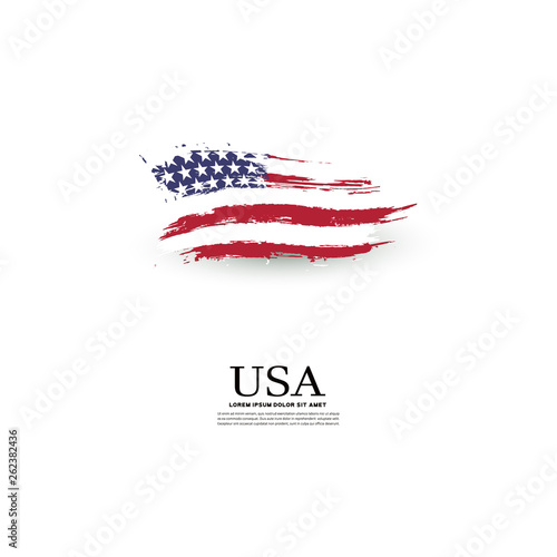 USA flag in grunge style on a gray background