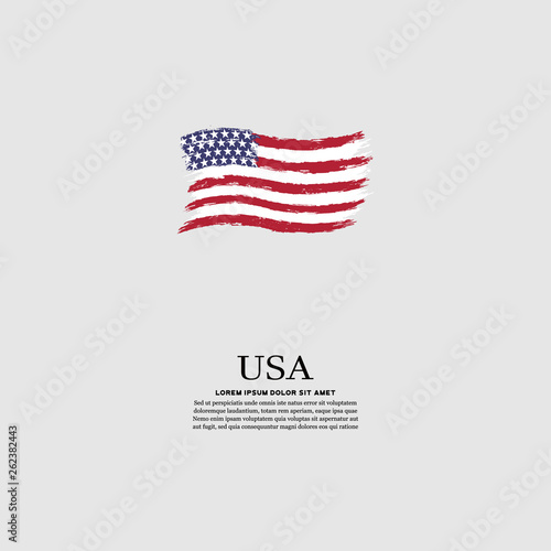 USA flag in grunge style on a gray background