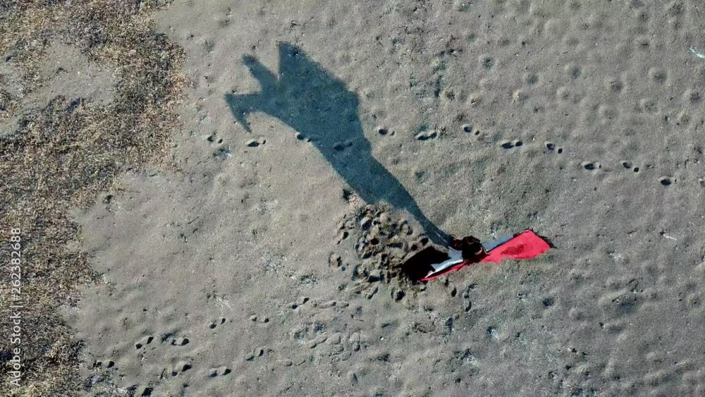 red dress girl turning around drone shot red dress girl turning around drone shot
