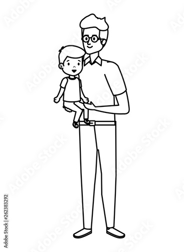 young father with son characters