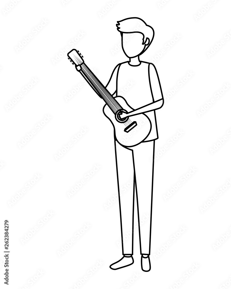 man playing guitar character man playing guitar character