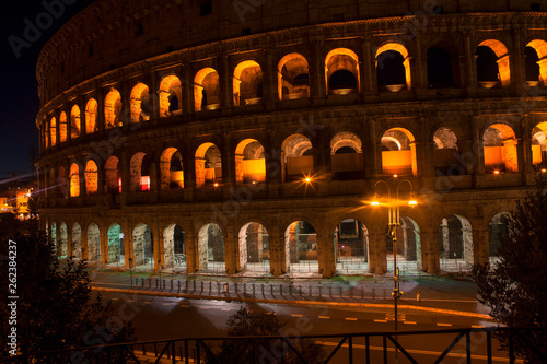 Illuminated Colosseum ,famous ancient architecture