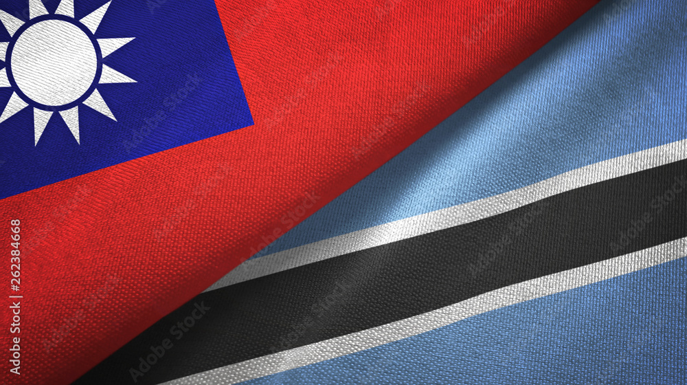 Taiwan and Botswana two flags textile cloth, fabric texture Taiwan and Botswana two flags textile cloth, fabric texture