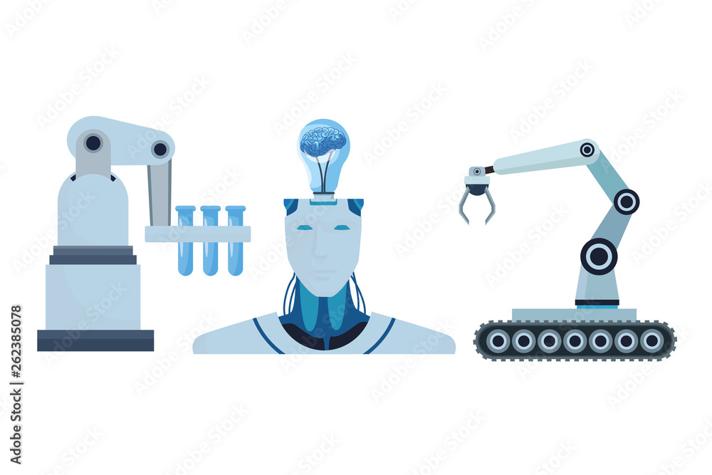robot with brain and robotic arms robot with brain and robotic arms