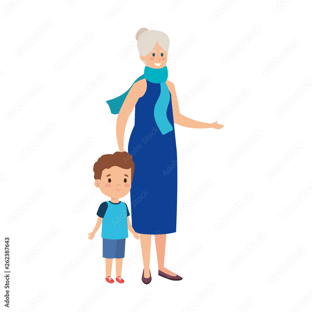 cute grandmother with grandson
