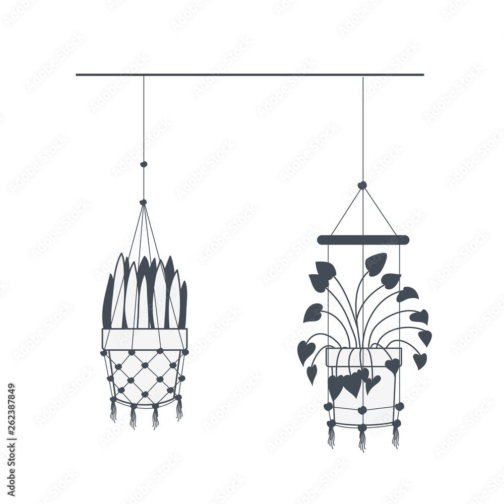 houseplants on macrame hangers icon houseplants on macrame hangers icon