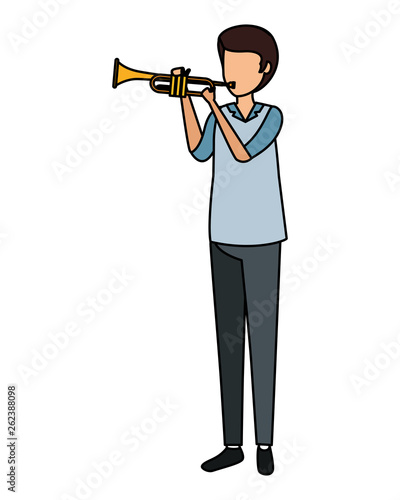 man playing trumpet character