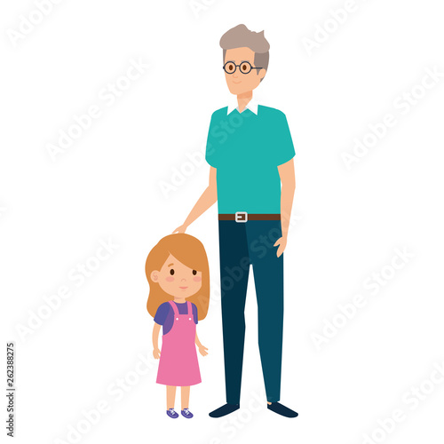 cute grandfather with grandaughter