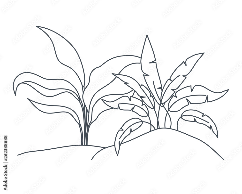 plant in landscape isolated icon plant in landscape isolated icon